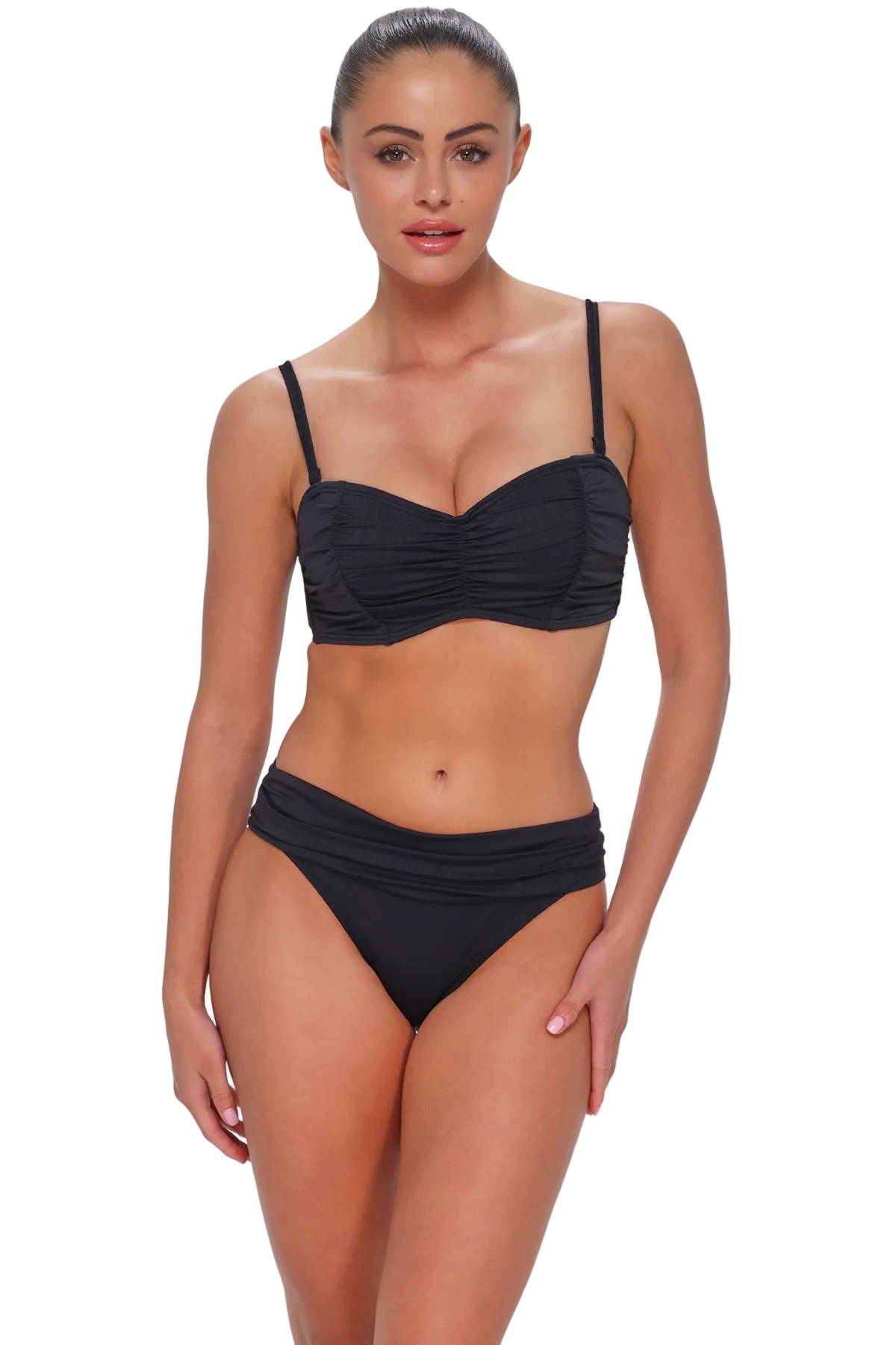Sunsets Loretta D/DD Cup Bandeau Bikini Top - Black Seagrass