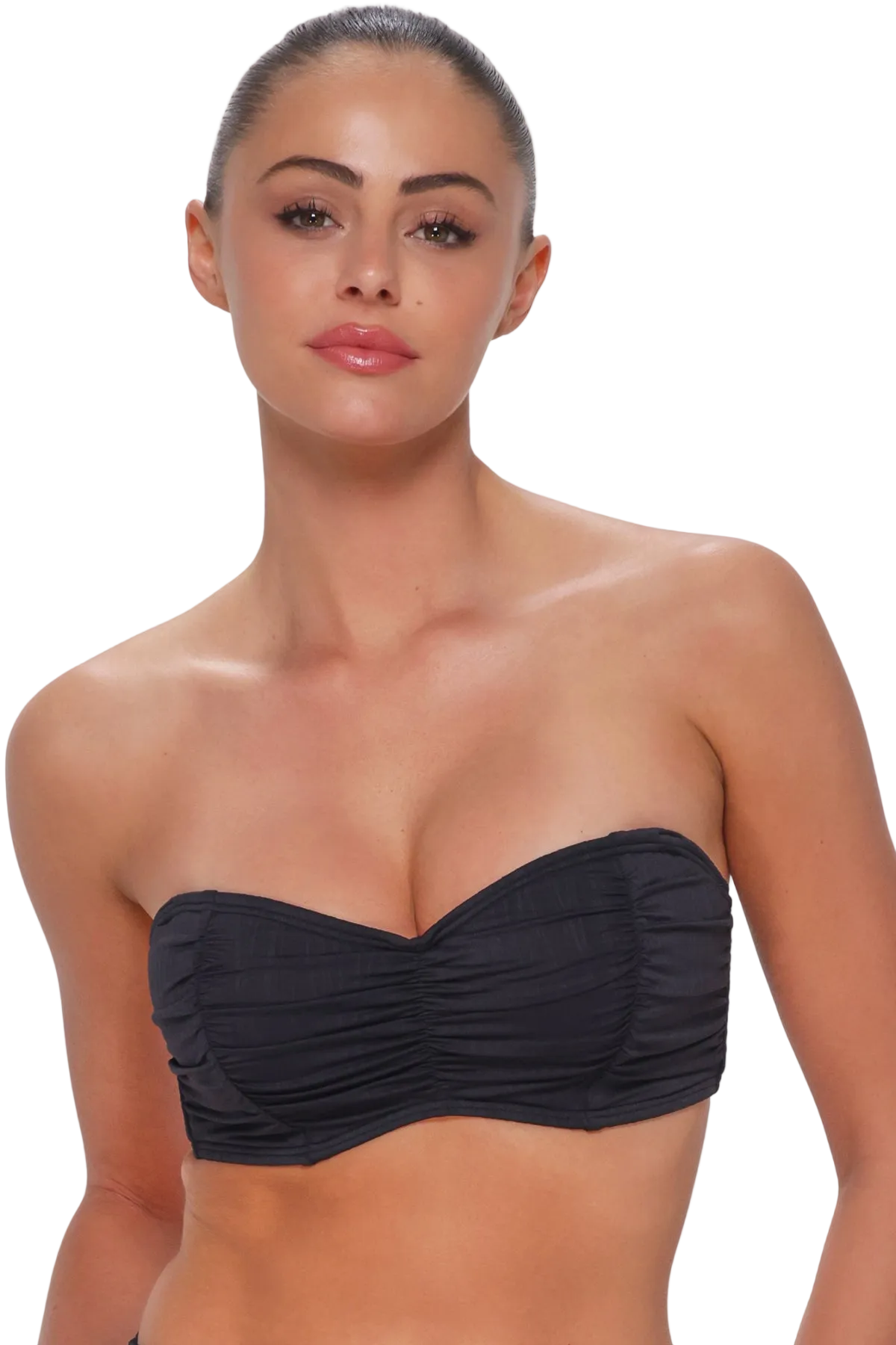 Sunsets Loretta D/DD Cup Bandeau Bikini Top - Black Seagrass