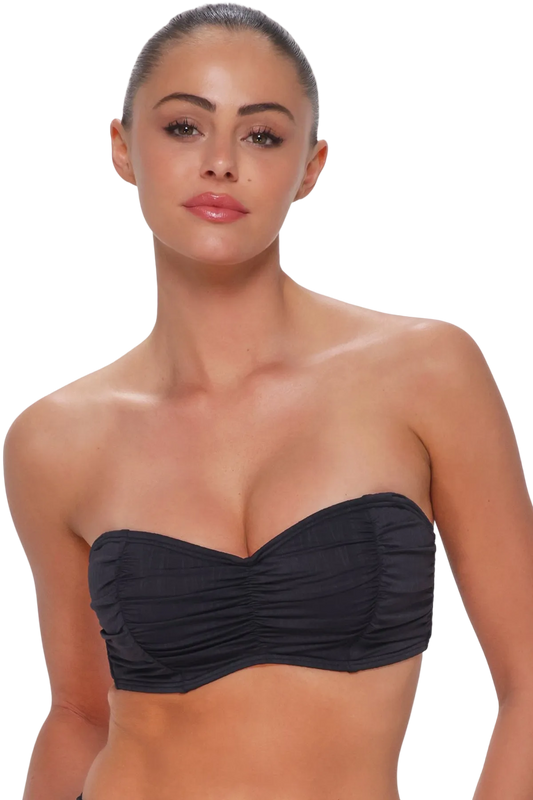 Sunsets Loretta D/DD Cup Bandeau Bikini Top - Black Seagrass