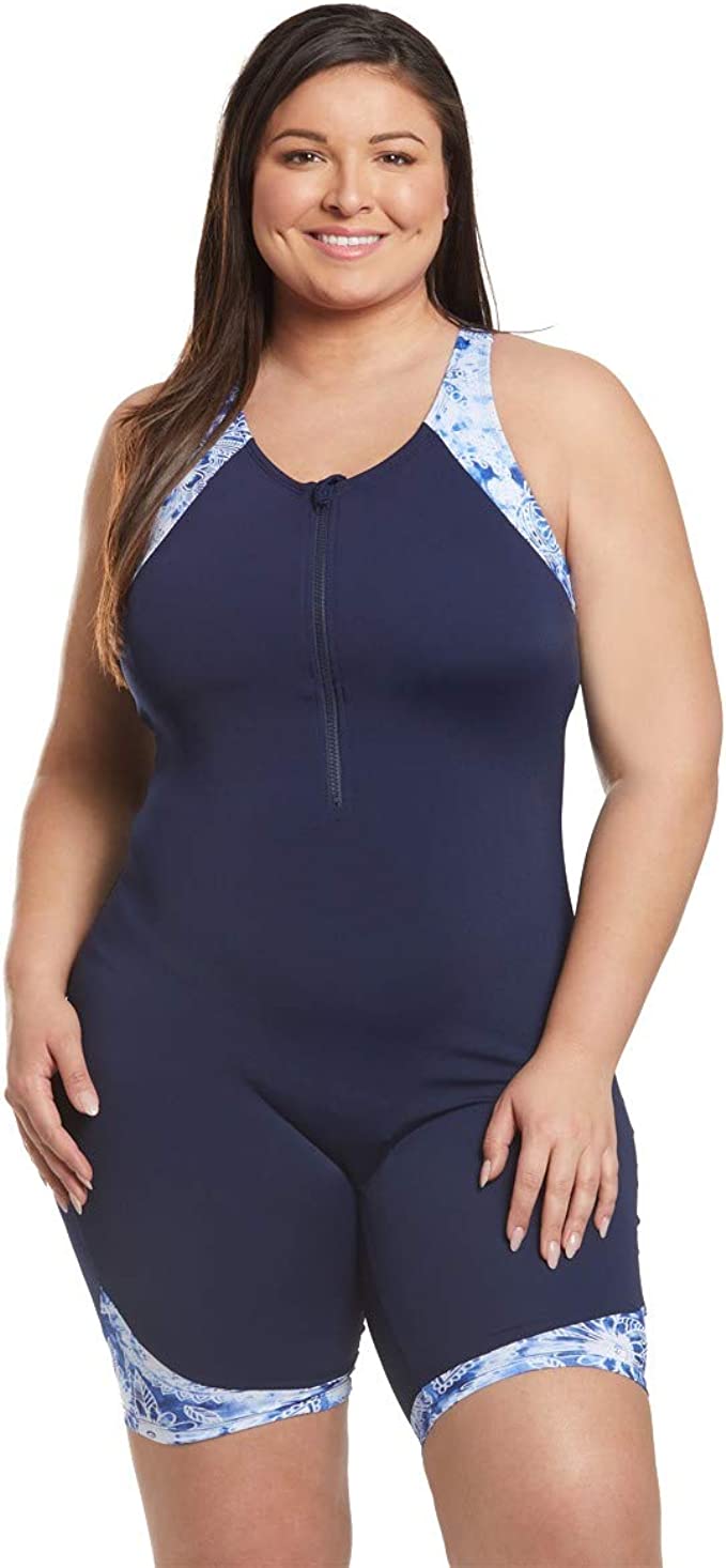 Dolfin Discontinued Aquatard Chlorine Resistant One Piece Swimsuit Navy Paisley FINAL SALE