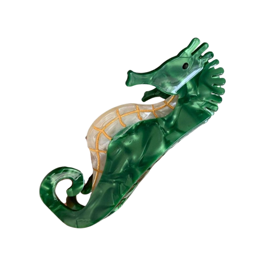 SSR Acetate Ocean Animal Hair Clip Green Seahorse