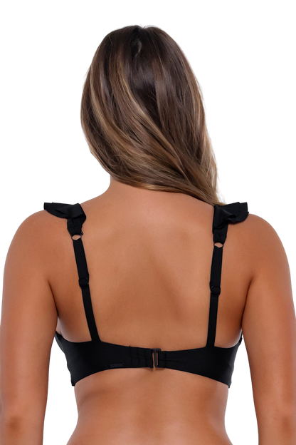 Sunsets Willa Wireless Ruffle Bikini Top - Black