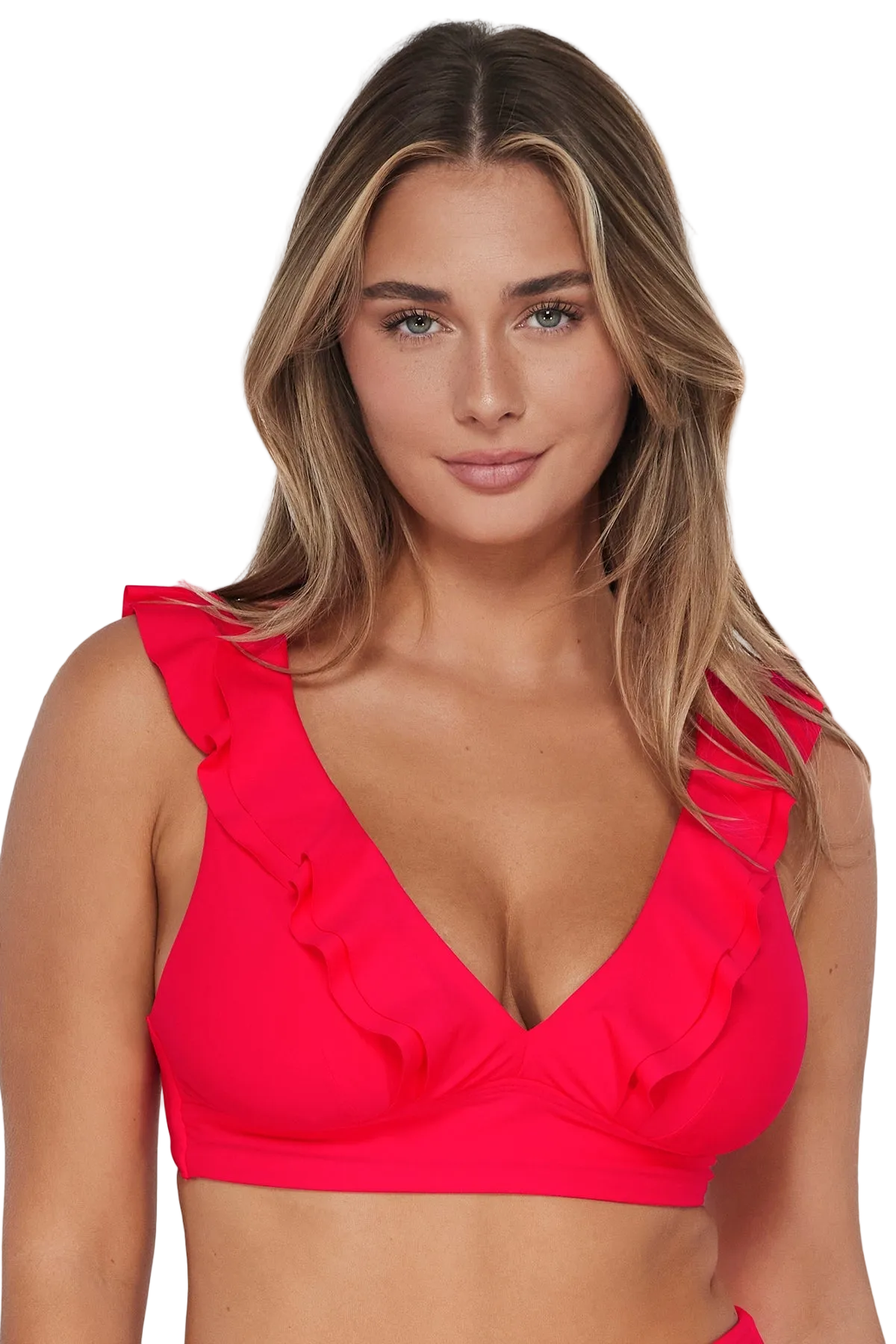 Sunsets Willa Wireless Ruffle Bikini Top  - Geranium