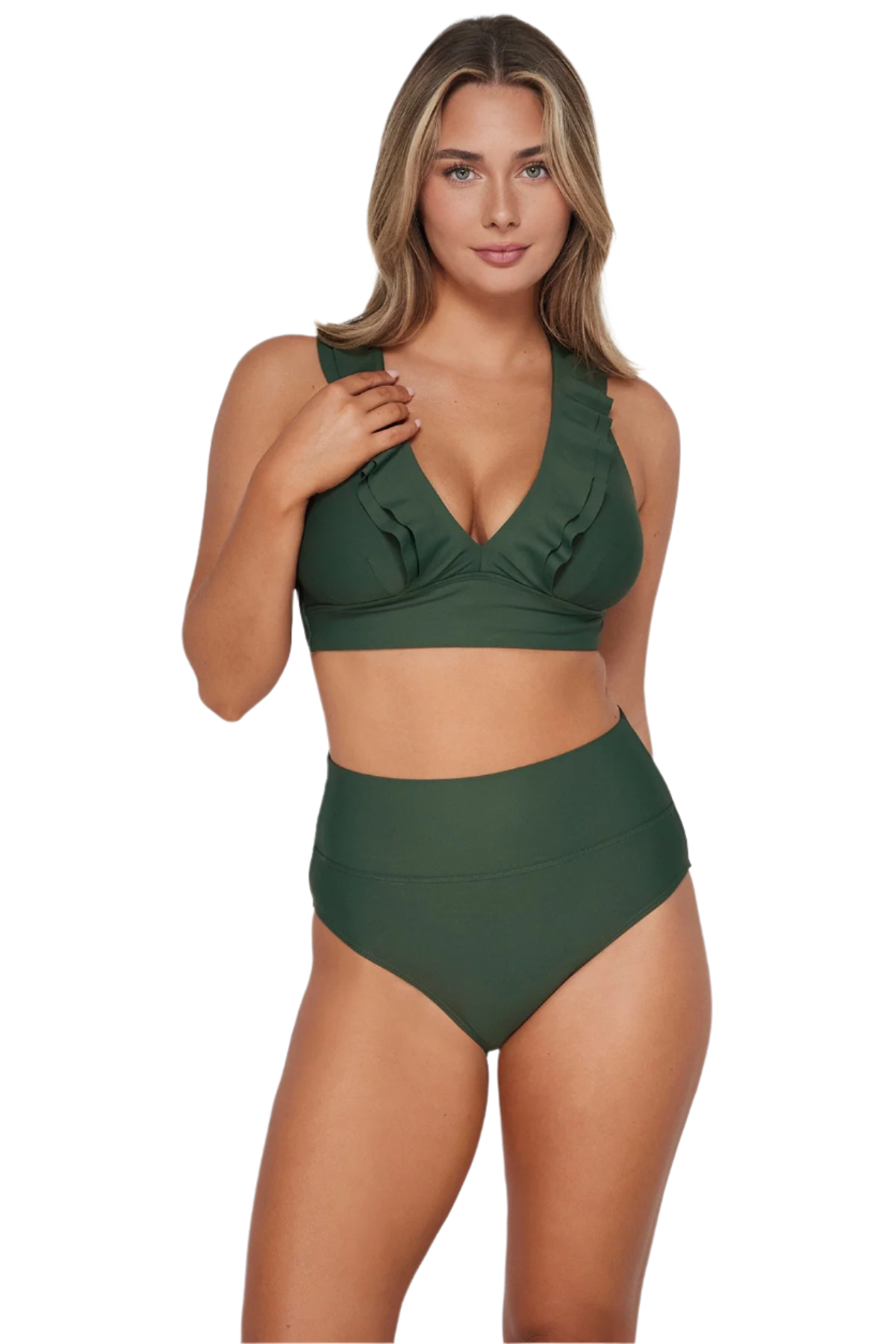 Sunsets Hannah High Waist Swim Bottom - Island Green