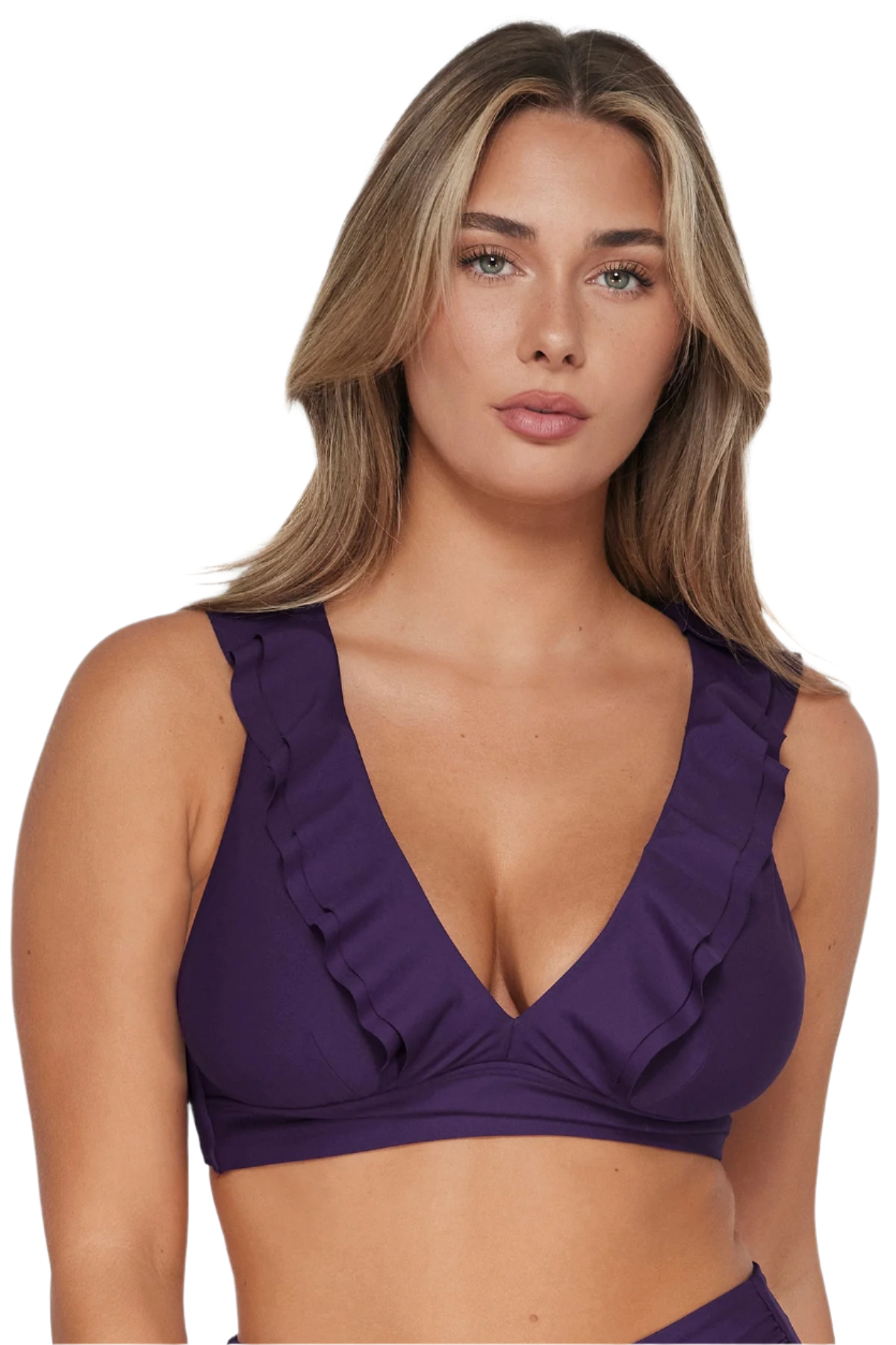 Sunsets Willa Wireless D/DD Cup Ruffle Bikini Top - Paradise Plum