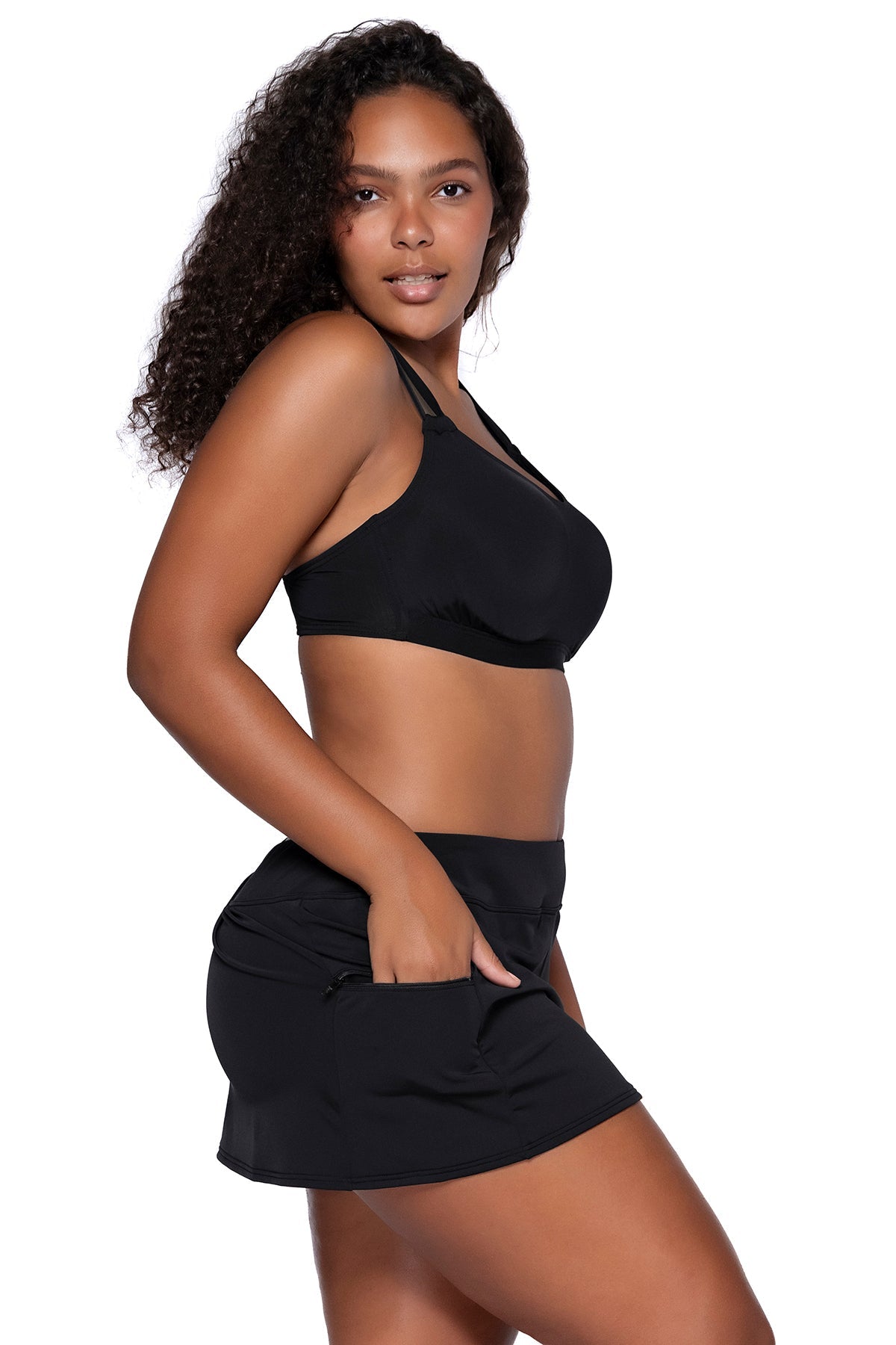 Sunsets Sporty Swim Skirt - Black