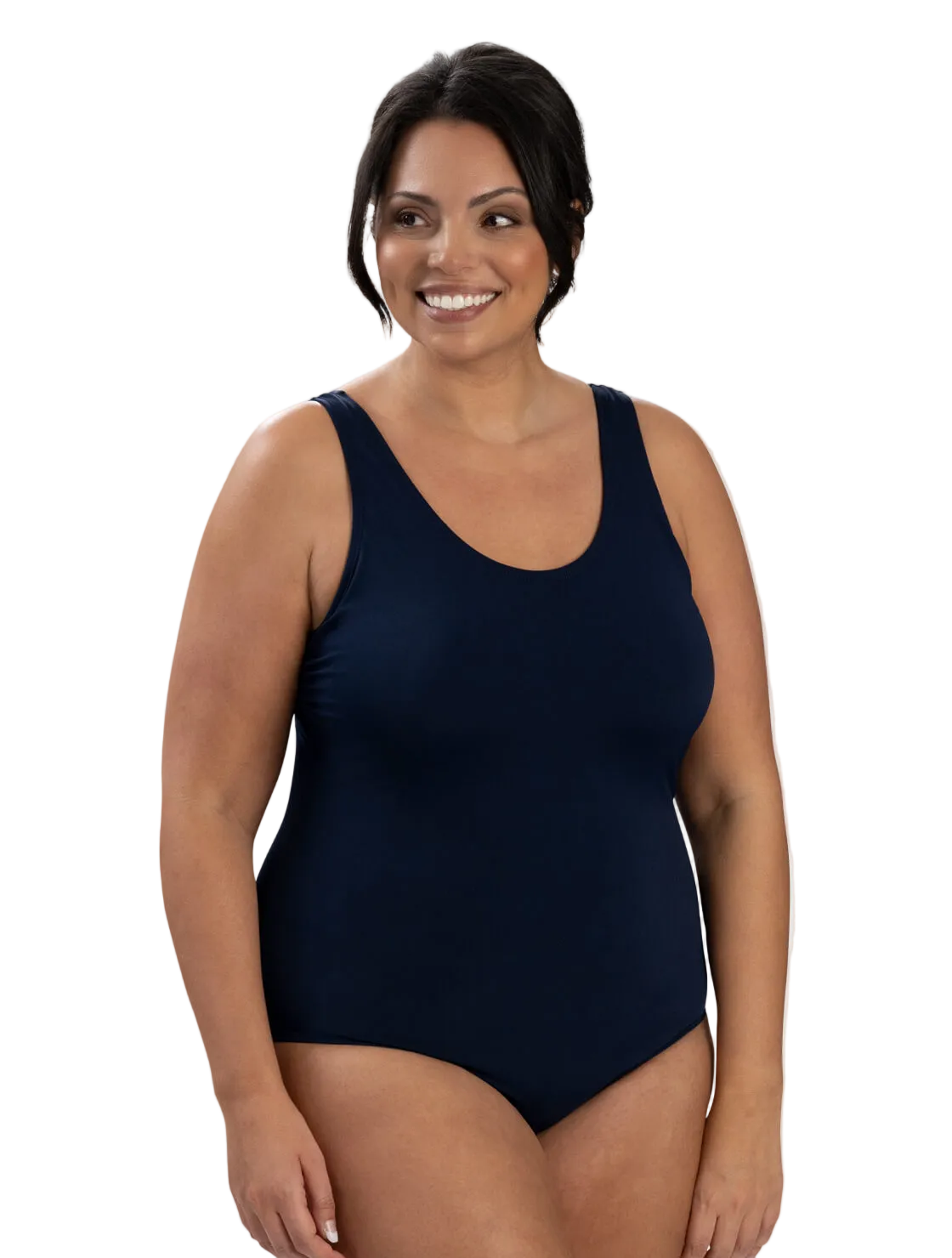 Dolfin Aquashape Moderate Scoop Back Chlorine Resistant One Piece Swimsuit - Navy
