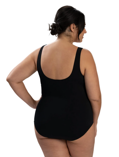 Dolfin Aquashape Moderate Scoop Back Chlorine Resistant One Piece Swimsuit - Black