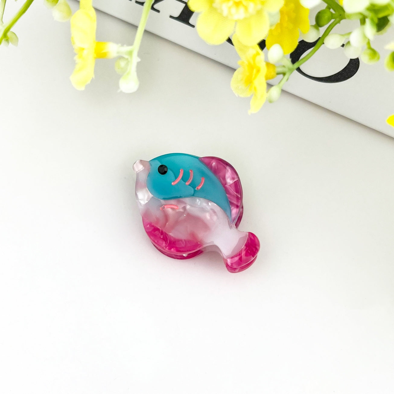 SSR Acetate Mini Pink Blue Fish Claw Clip