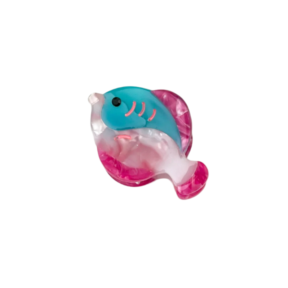 SSR Acetate Mini Pink Blue Fish Claw Clip