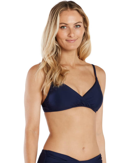 Helen Jon Resort Essentials Shirred Crossover Bra - Navy