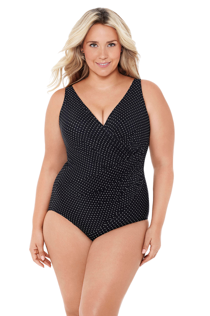 Miraclesuit Women's Plus Oceanus One Piece Swimsuit - Pin Point - FINAL SALE