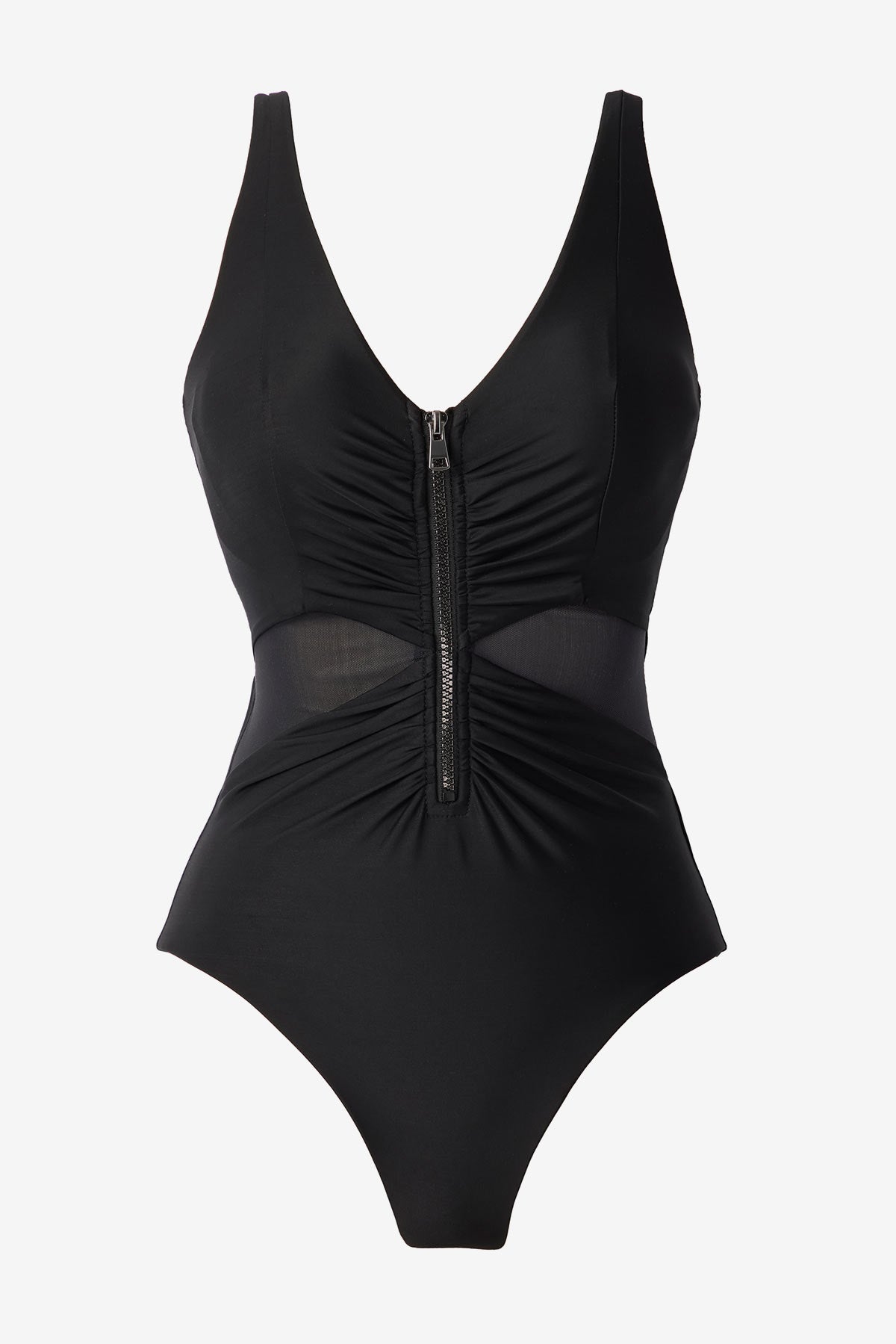 Miraclesuit Vive Zip Front One Piece Swimsuit - Black