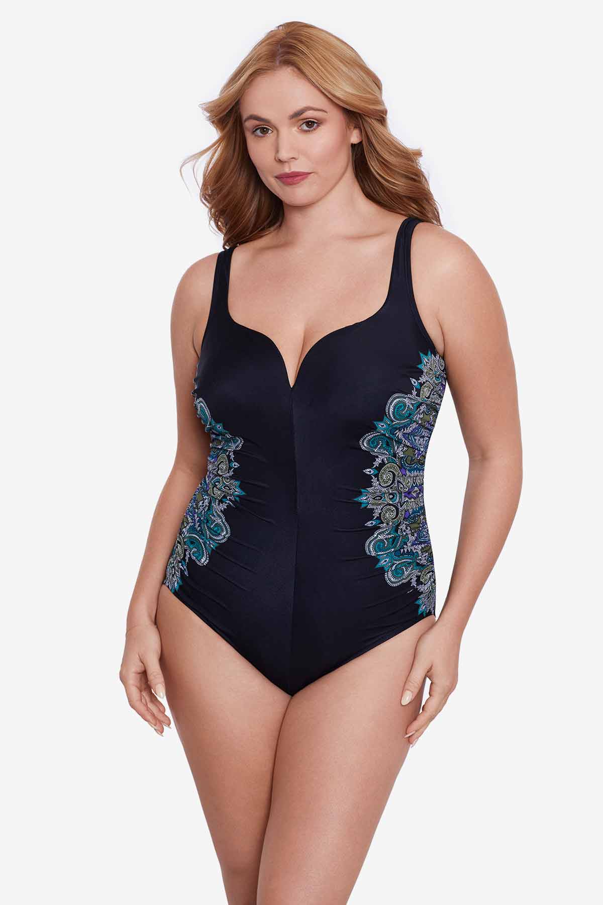 Miraclesuit Plus Size Precioso Temptress One Piece Swimsuit - Black/Multi - FINAL SALE