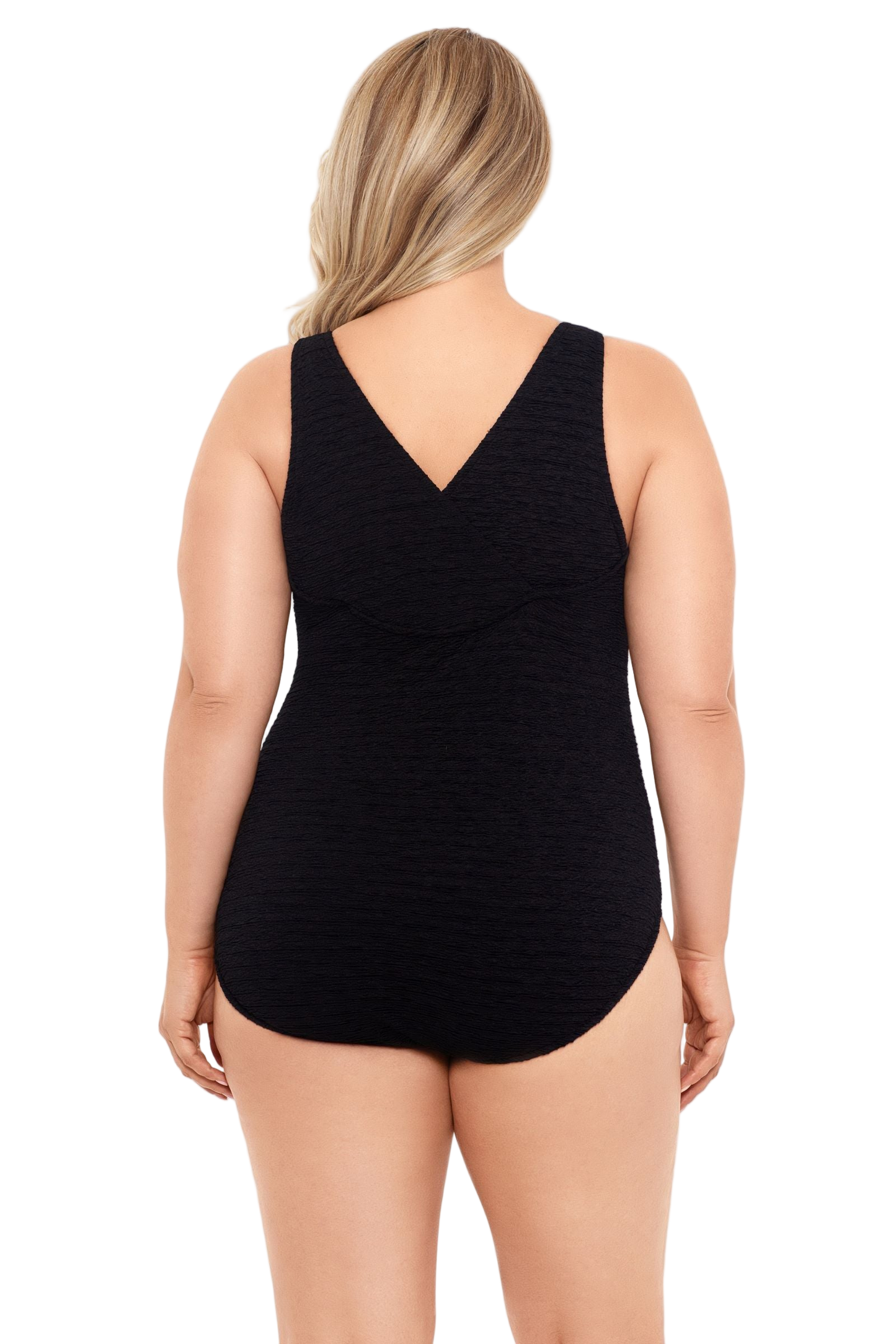 Penbrooke Krinkle Plus Size Chlorine Resistant Cross Back One Piece Swimsuit - Black
