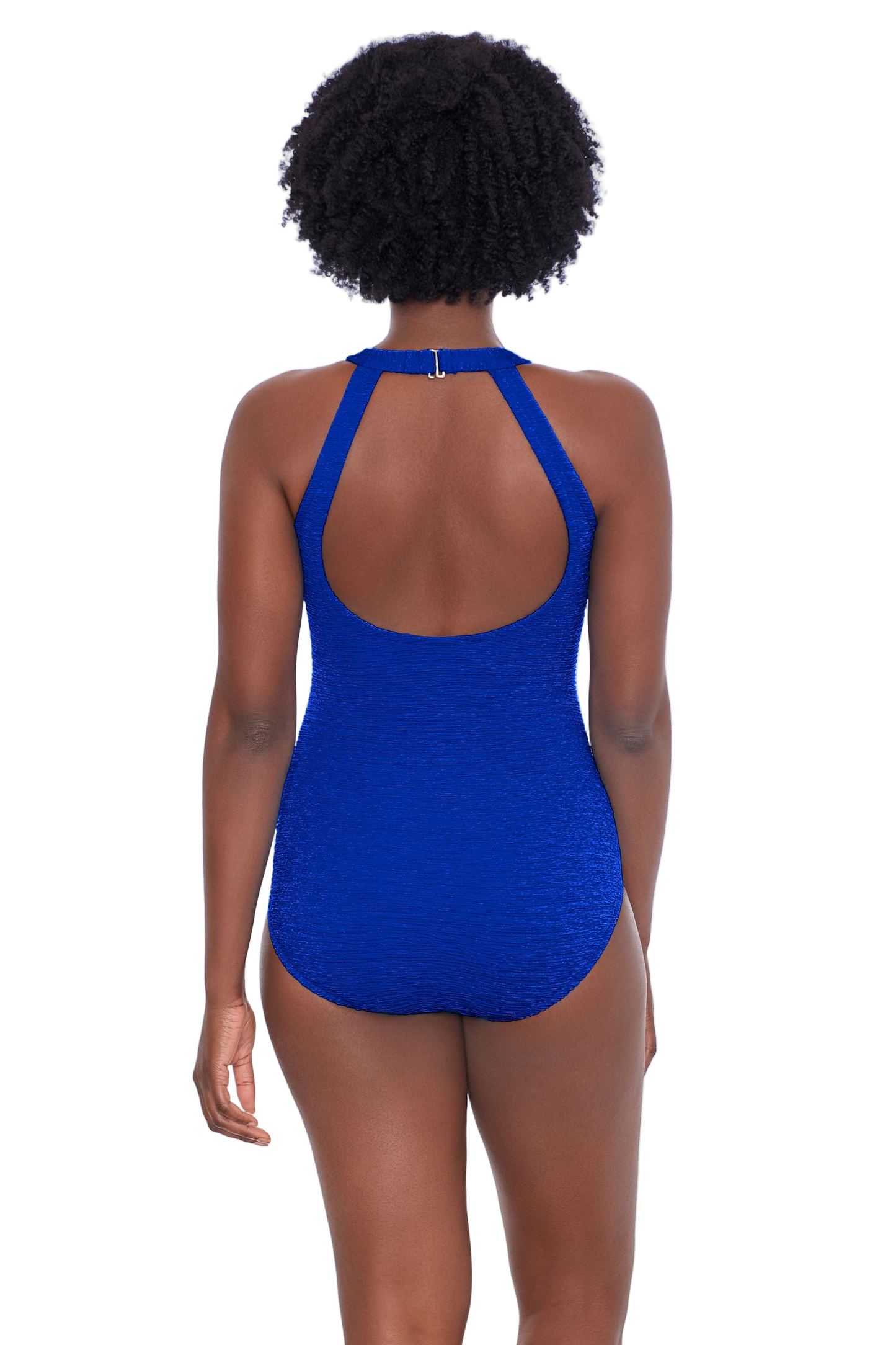 Penbrooke Krinkle Mastectomy High Neck Chlorine Resistant One Piece Swimsuit - Royal