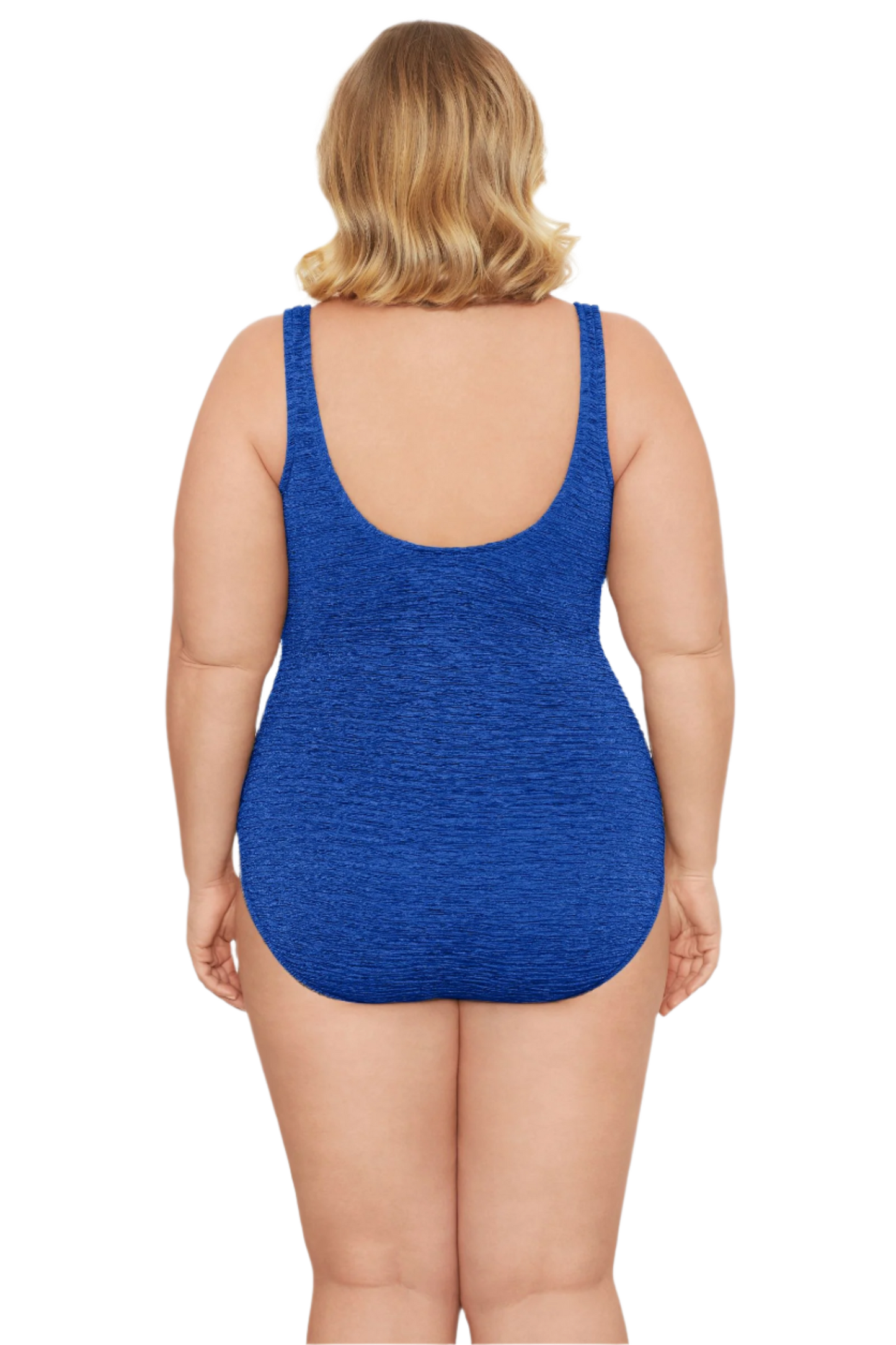 Penbrooke Krinkle Plus Size Sheath One Piece Scoop Neck Chlorine Resistant Swimsuit - Royal