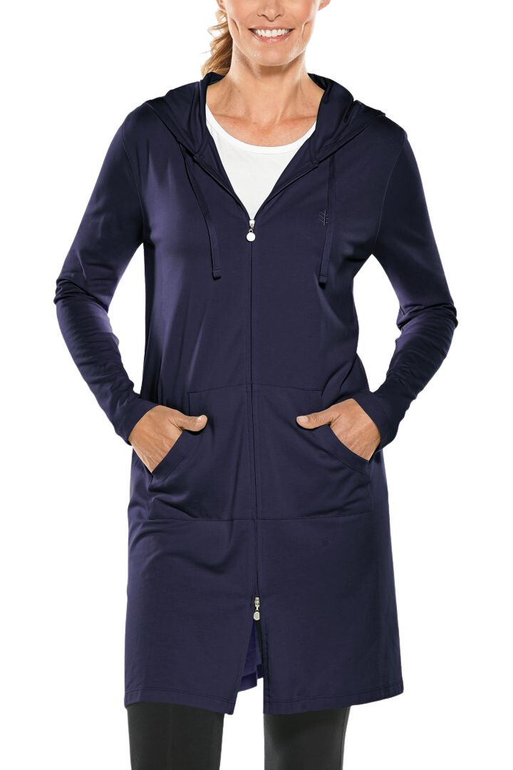 Coolibar Cabana Hoodie Coverup UPF 50+ Navy Sylvia's Sport & Resort