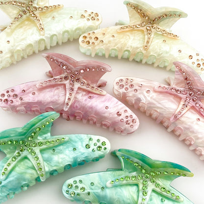 SSR Acetate Rhinestone Pastel Starfish Hair Claw Clip