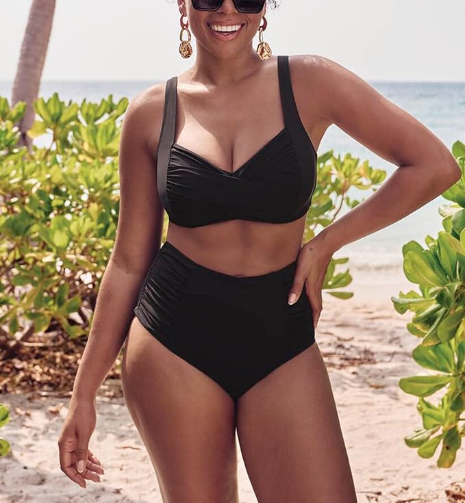 Anita High Rise Ruched Swim Bottom - Black