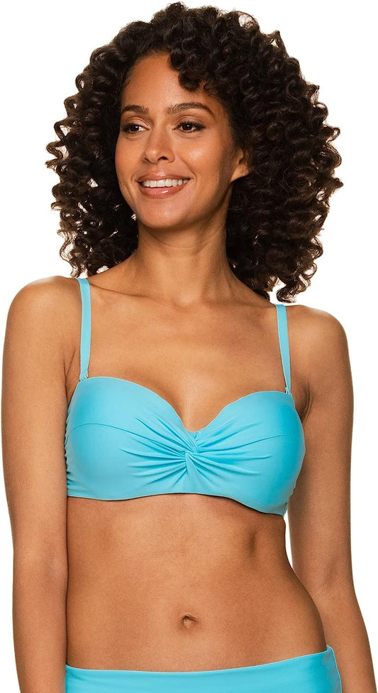 Helen Jon Twist Underwire Bandeau Solid Bikini Top - Sky Blue - FINAL SALE