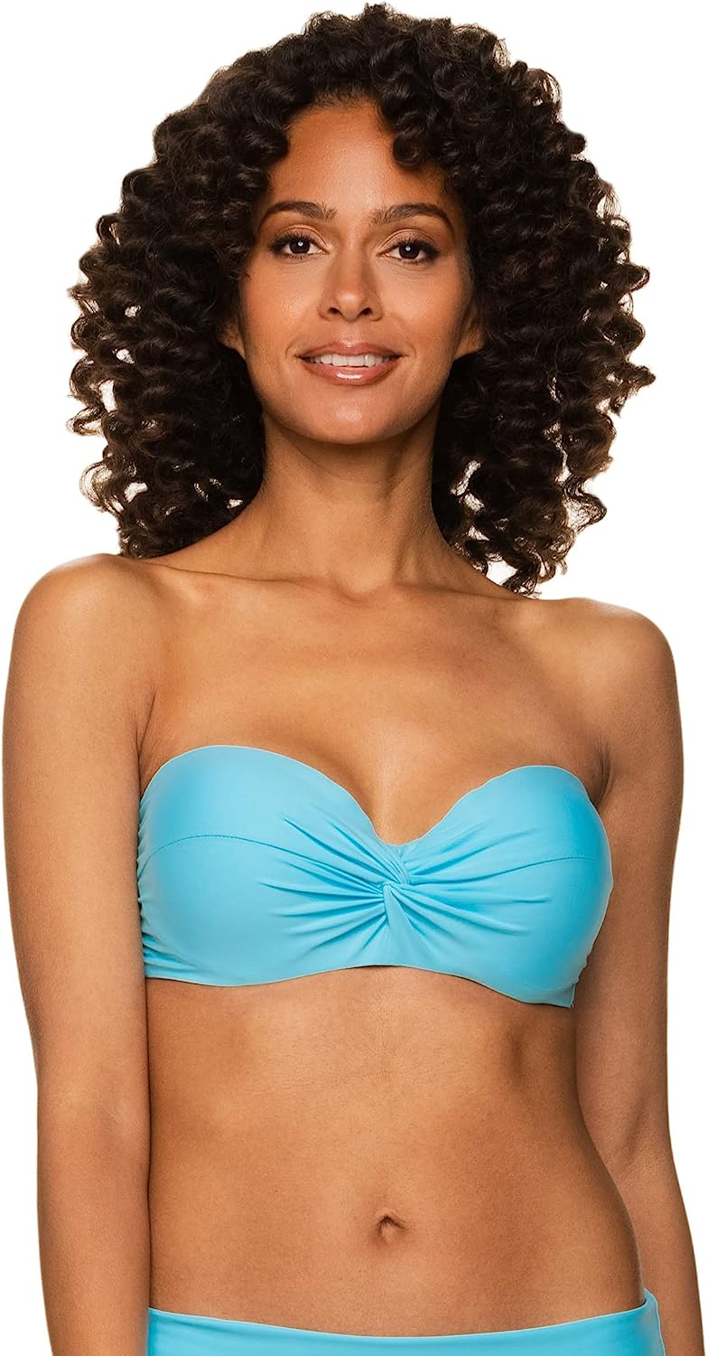 Helen Jon Twist Underwire Bandeau Solid Bikini Top - Sky Blue - FINAL SALE