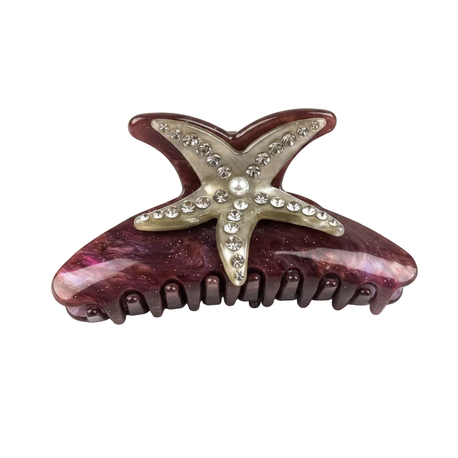SSR Rhinestone Pearl Starfish Hair Claw Clip