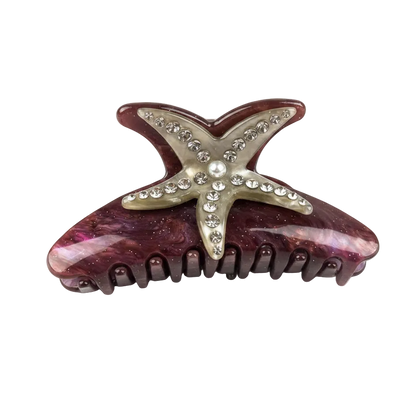 SSR Rhinestone Jewel tone Pearl Starfish Hair Claw Clip