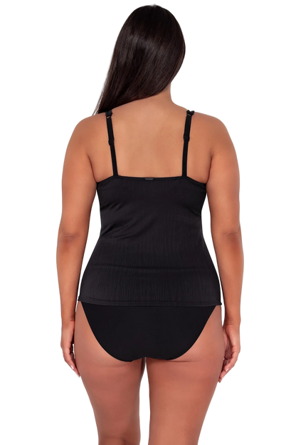 Sunsets Taylor Cup Sized Underwire Tankini Top -  Black Seagrass
