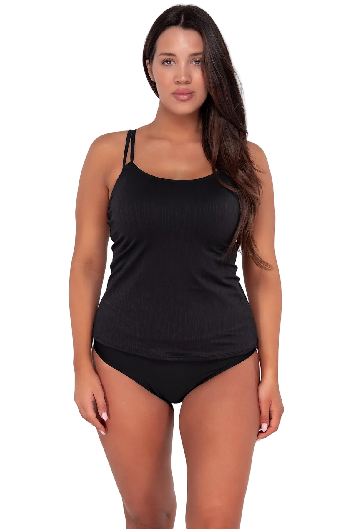 Sunsets Taylor Cup Sized Underwire Tankini Top -  Black Seagrass