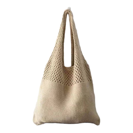 SSR Vintage Knit Tote Beach Bag - Khaki