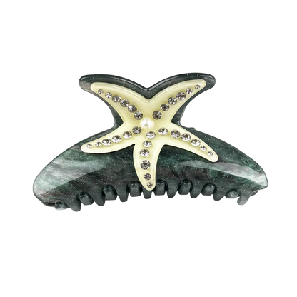 SSR Rhinestone Jewel tone Pearl Starfish Hair Claw Clip