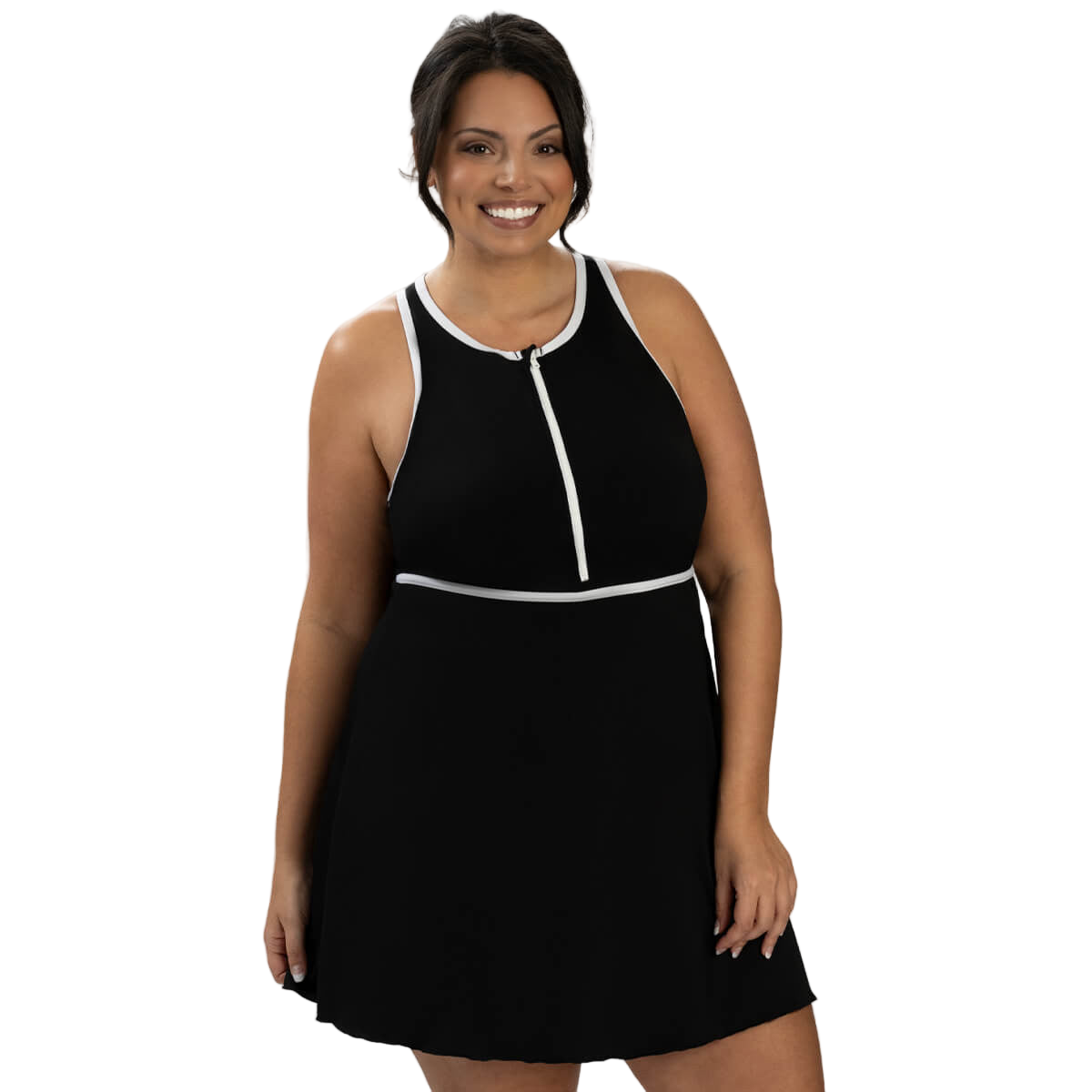 Dolfin Aquashape Zip Front Swimdress - Black