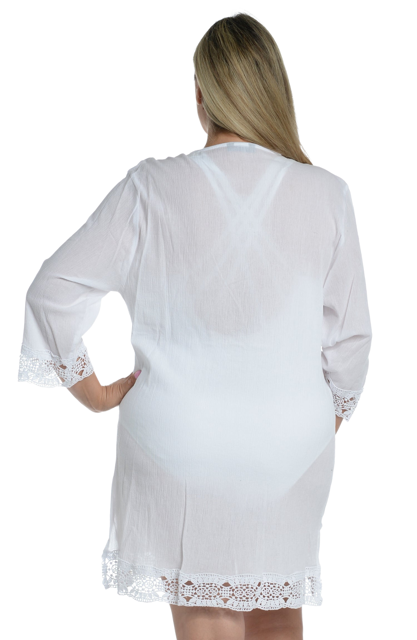 La Blanca Island Fare Plus V-Neck Tunic Coverup -  White - FINAL SALE