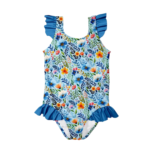 Millie Loves Lily Girls Ruffle-Accent One-Piece Swimsuit - Rainbow Floral