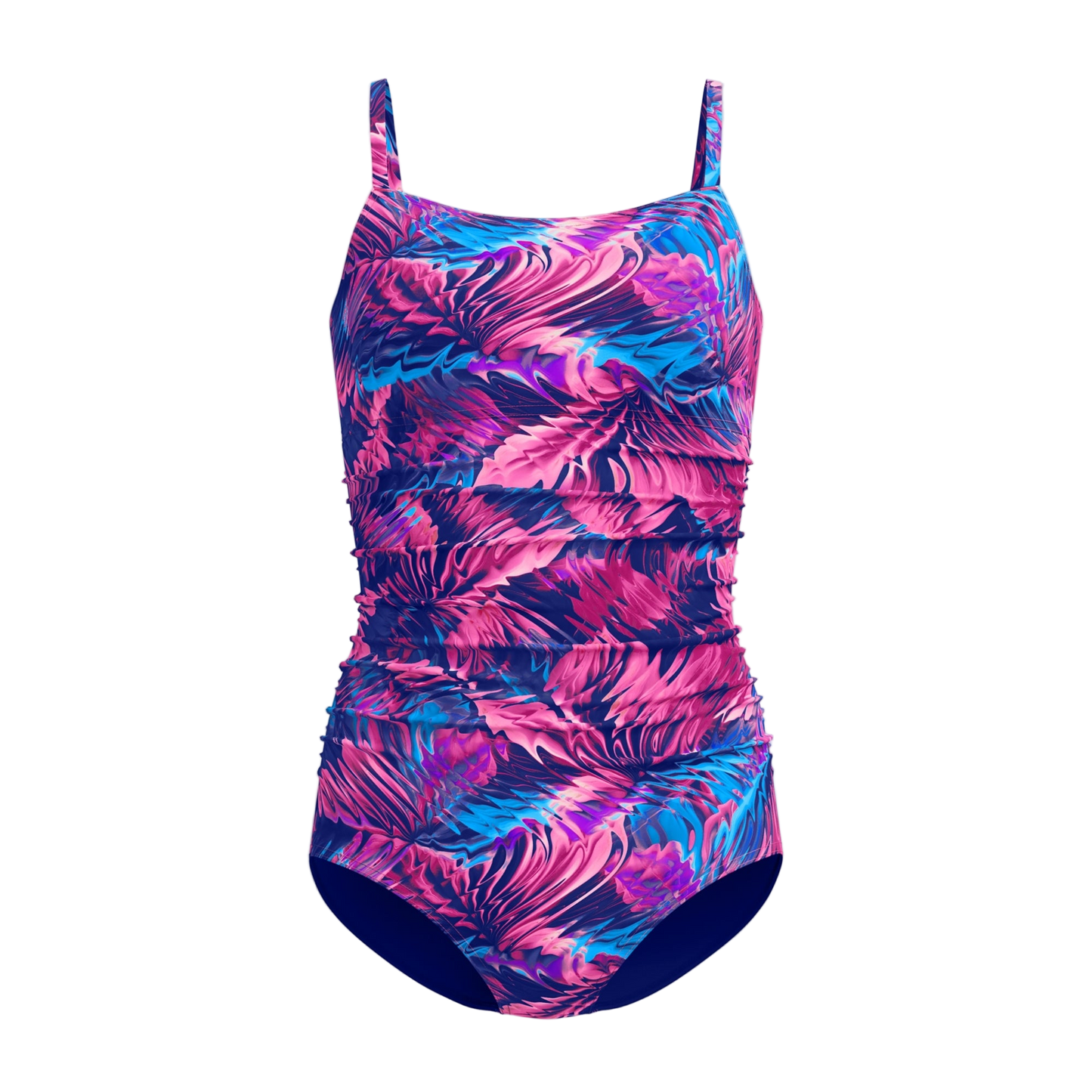 Speedo Women's Adjustable Printed Shirred One Piece - Peacoat