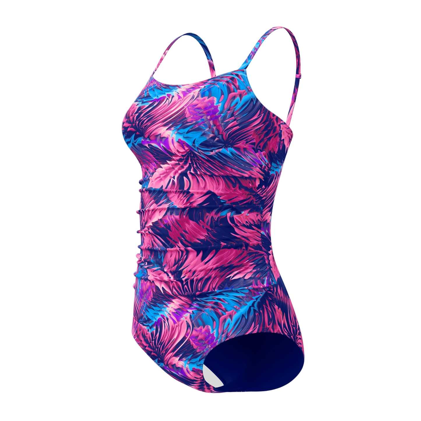 Speedo Women's Adjustable Printed Shirred One Piece - Peacoat