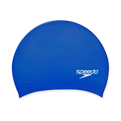 Speedo Silicone Long Hair Adult Swim Cap - Blue