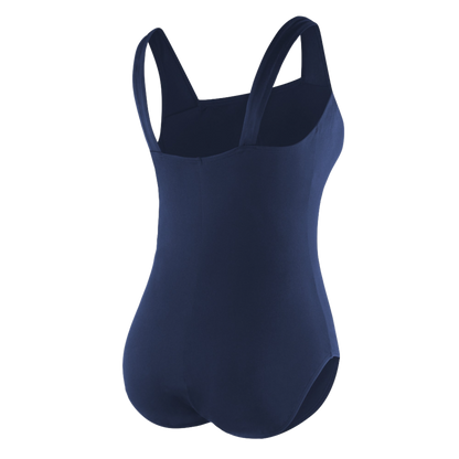 Speedo Plus Solid Shirred Tank Fitness One Piece Swimsuit - Speedo Navy