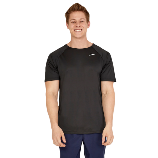 Speedo Baybreeze Short Sleeve Swim Shirt Rashguard - Black