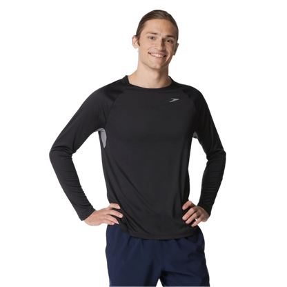 Speedo Men's Long Sleeve Swim Shirt Rashguard - Black