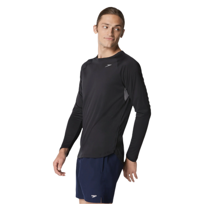 Speedo Men's Long Sleeve Swim Shirt Rashguard - Black