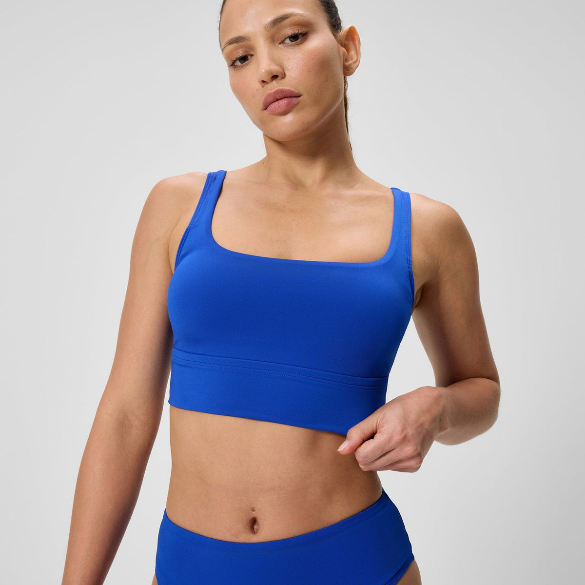 Speedo Solid Square Neck Bikini Top - Sapphire