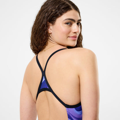 Speedo Women's Turnback One Piece Swimsuit - Topography Purple