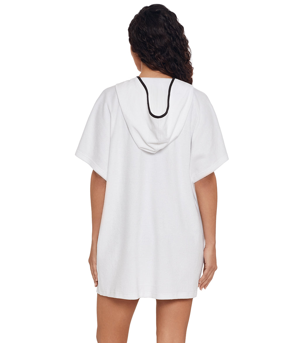 Shapesolver Women's Hooded Terry Pullover Cover Up - White