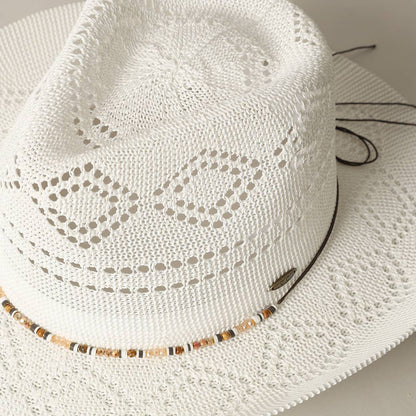SSR Women's Eco-Friendly Woven Cowboy Panama Adjustable Sun Hat - White