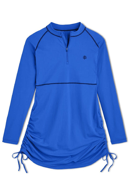 Coolibar Lawai Ruche Swim Shirt UPF 50+ -  Baja Blue