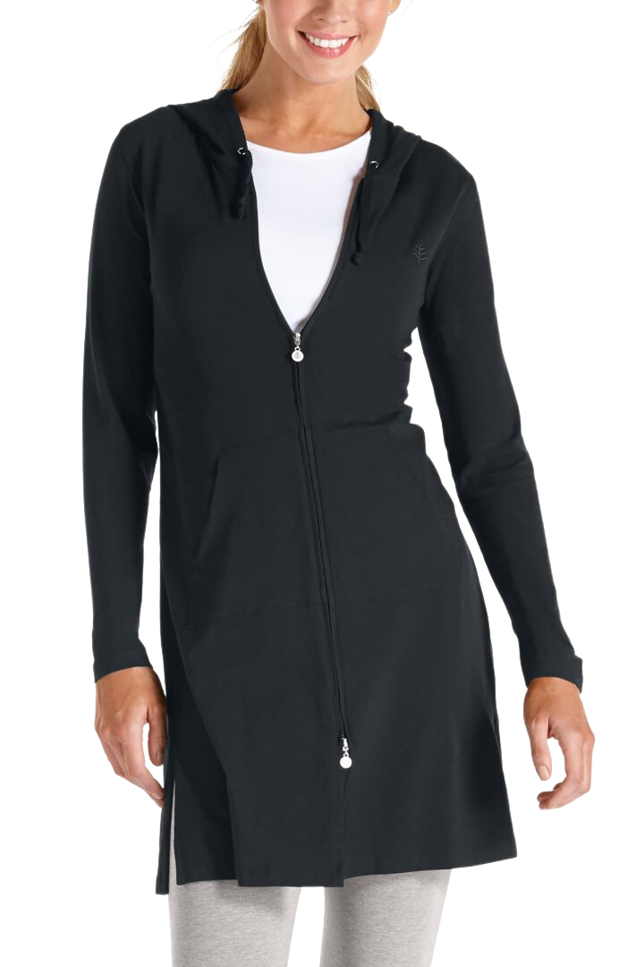 Coolibar Cabana Hoodie Coverup UPF 50+ - Black