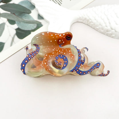 SSR Blue Ring Octopus Hair Claw Clip - White