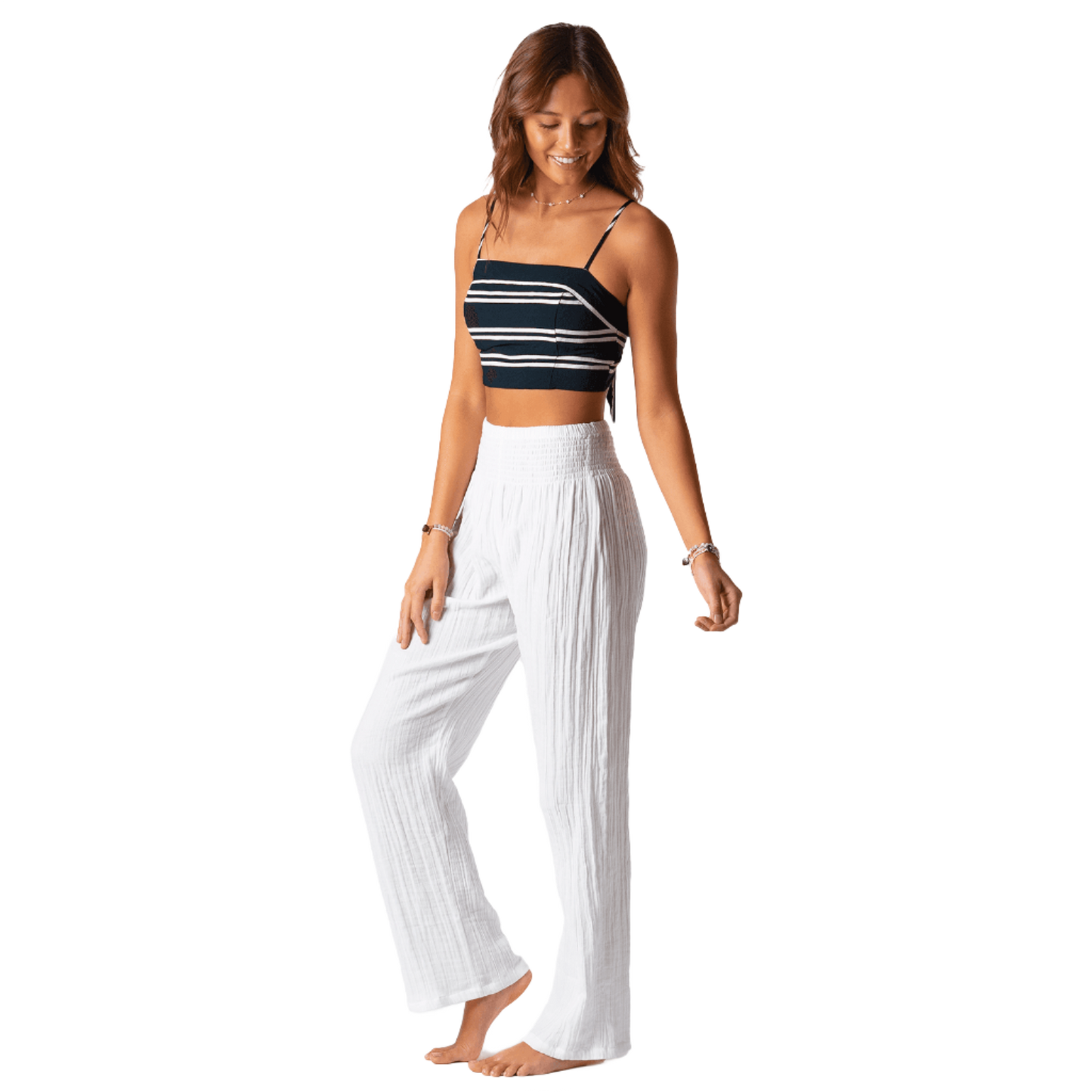 Lotus and Luna Wide Leg Cotton Pants - White